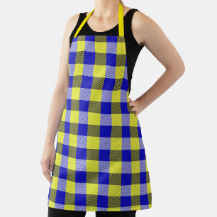 Delantal Diseño del cheque de Gingham amarillo azul