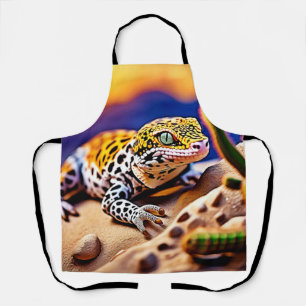 Delantal Diseño del desierto Cute Leopard Gecko Sunset