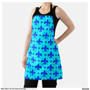 Delantal Diseño del patrón de flor azul de lis