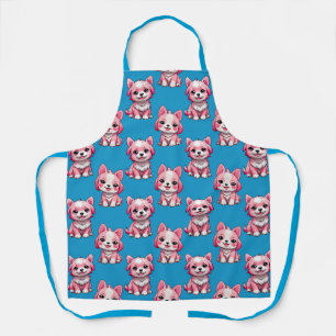 Delantal Diseño del patrón de perro de cachorro rosa - azul