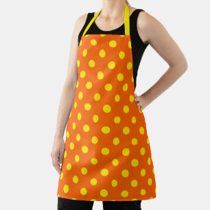 Delantal Diseño del patrón de puntos de polka amarillo sobr