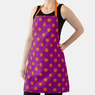 Delantal Diseño Del Patrón De Puntos De Polka Púrpura De na