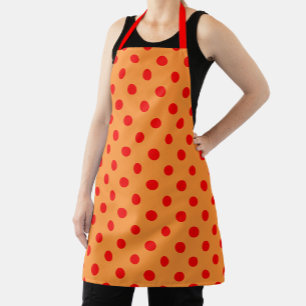 Delantal Diseño del patrón de puntos de polka rojo sobre Na