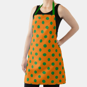 Delantal Diseño del patrón de puntos de polka verde sobre N