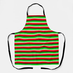 Delantal Diseño del patrón de rayas verdes rojas