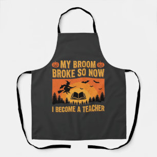 Delantal Diseño divertido de Halloween profesor escoba rota
