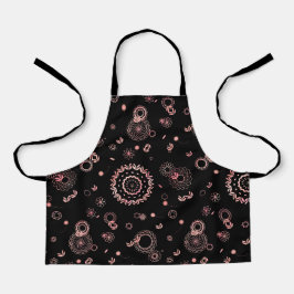 Delantal Diseño elegante de flores rosa negro