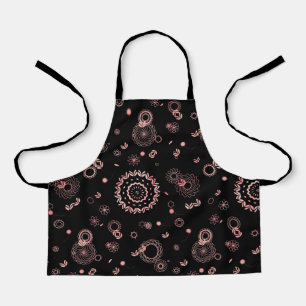 Delantal Diseño elegante de flores rosa negro