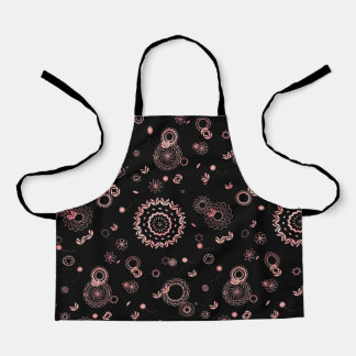 Delantal Diseño elegante de flores rosa negro