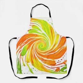 Delantal Diseño espiral verde y Naranja