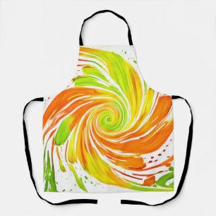 Delantal Diseño espiral verde y Naranja