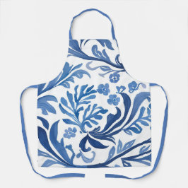Delantal Diseño floral azul y blanco | Patrón de chinoiseri
