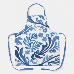 Delantal Diseño floral azul y blanco Patrón de chinoiseri