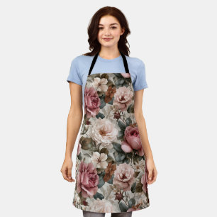 Delantal Diseño floral boho dusty rose beige