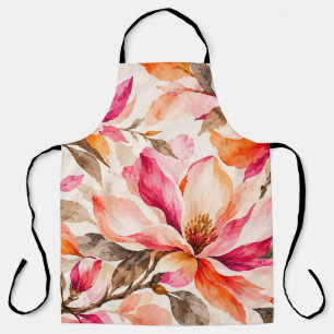 Delantal Diseño floral botánico de magnolia vibrante
