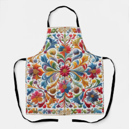 Delantal Diseño floral con un diseño de bordado colorido