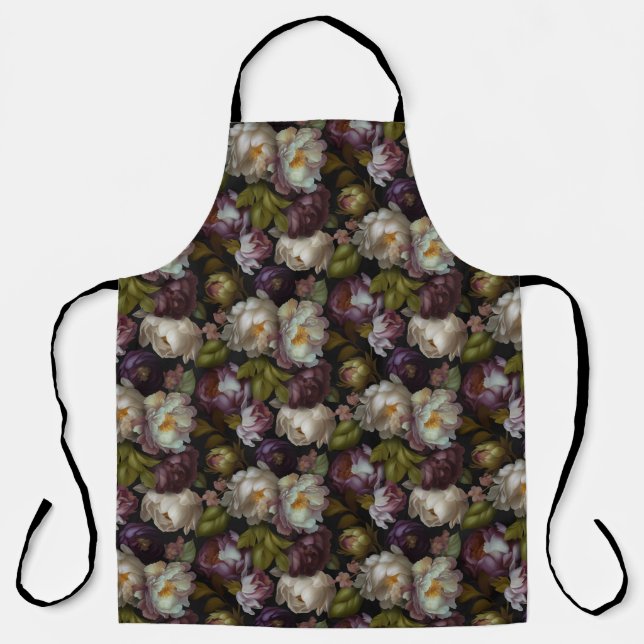 Delantal Diseño floral de Dark Academia (Anverso)