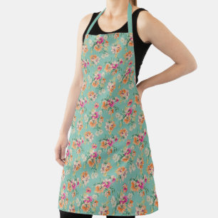 Delantal Diseño floral de esbozo brillante