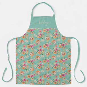 Delantal Diseño floral de esbozo brillante