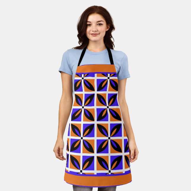 Delantal Diseño floral geométrico negrita (Gastado)