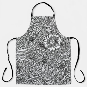 Delantal Diseño floral intrincado en blanco y negro