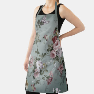 Delantal Diseño floral oliva polvoriento vintage