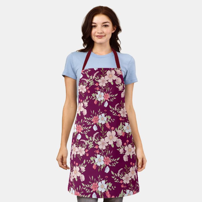 Delantal Diseño floral rosa (Gastado)