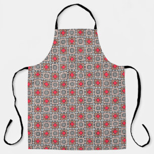 Delantal diseño geométrico moderno arte deco gris rojo, bei