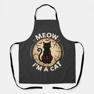 Delantal Diseño gráfico de gato Meow Halloween_1