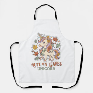 Delantal Diseño gráfico de merch de unicornio hojas de otoñ
