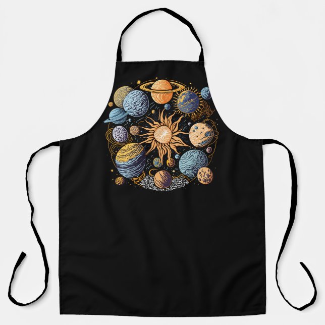 Delantal Diseño gráfico del sistema solar (Anverso)