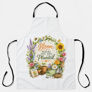 Delantal Diseño Inspirador de Jardinería Floral Acuarela
