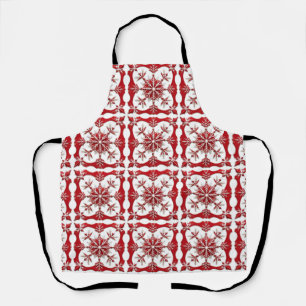 Delantal Diseño Intrincado de Copo de Nieve Rojo