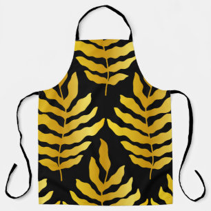 Delantal Diseño moderno con hojas. Hojas tropicales de oro