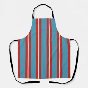 Delantal Diseño moderno con patrón de rayas rojas y azules 