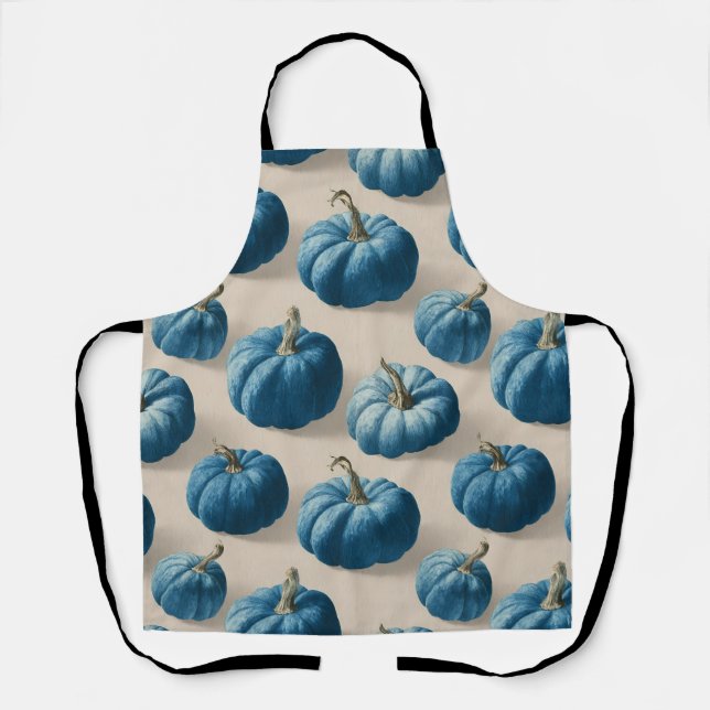 Delantal Diseño moderno de caída de calabaza azul (Anverso)