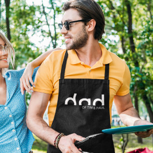 Delantal Diseño moderno y simple de papá con nombres de niñ