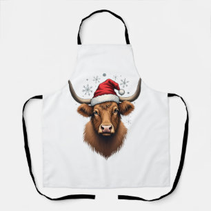 Delantal Diseño Navideño Vintage de Vaca de las Highlands c