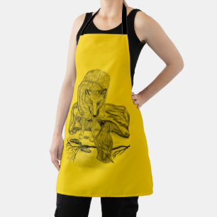 Delantal Diseño negro y amarillo de Wolf y Raven