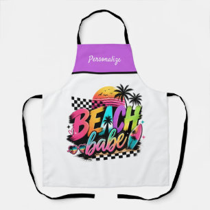 Delantal Diseño Personalizado de Chica de Playa Retro con V