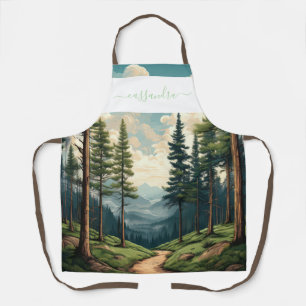 Delantal Diseño personalizado de rutas de bosques de pino c