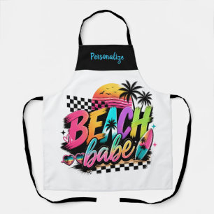 Delantal Diseño Personalizado Retro Tropical Chica de Playa