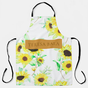Delantal Diseño Rústico Personalizado de Flores Amarillas M