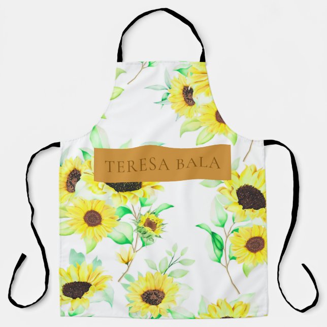 Delantal Diseño Rústico Personalizado de Flores Amarillas M (Anverso)