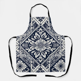 Delantal Diseño sencillo de patrones de mosaicos blancos y 