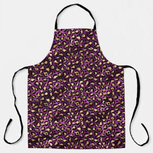 Delantal Diseño serie Leopardo morado y dorado 1