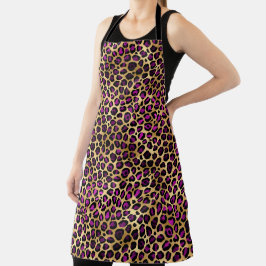 Delantal Diseño serie leopardo morado y dorado 4