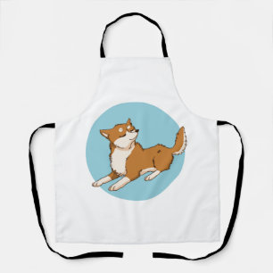 Delantal Diseño shiba azul.