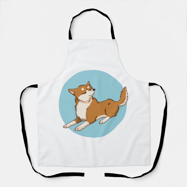 Delantal Diseño shiba azul. (Anverso)