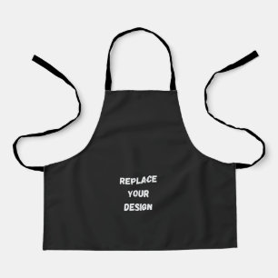 Delantal Diseño simple negro personalizado Agregar foto o t